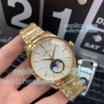 Swiss Copy Jaeger LeCoultre Moonphase Watch White Dial Gold Case